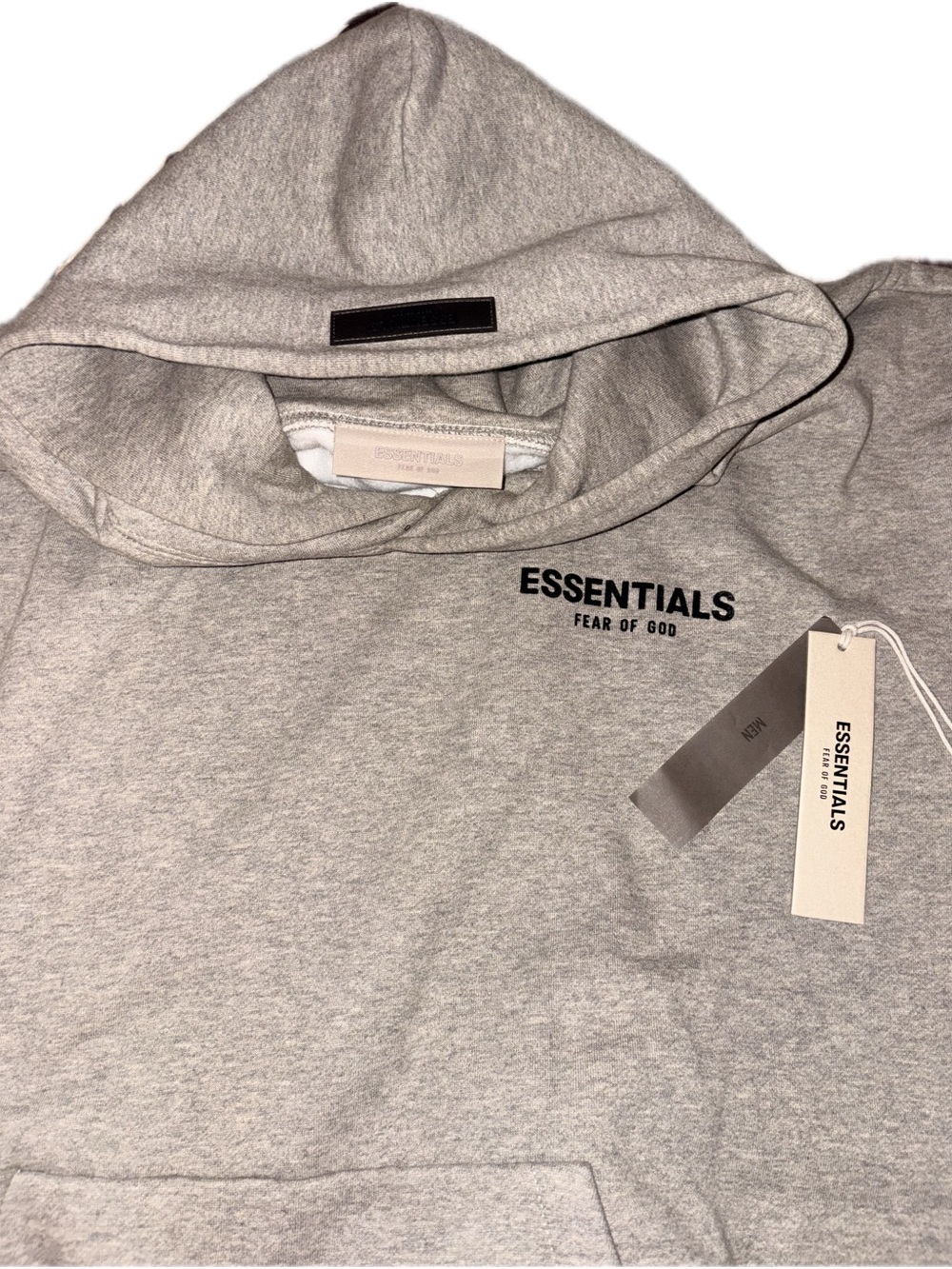 Fear of God Essentials Light Grey Hoodie with Chest Logo